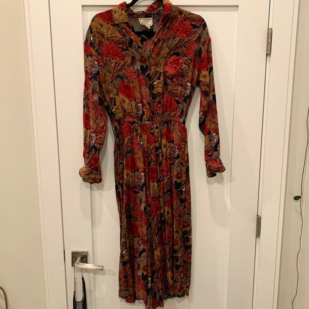 1980s Vintage Stephanie Robbins, Size M, Red Floral